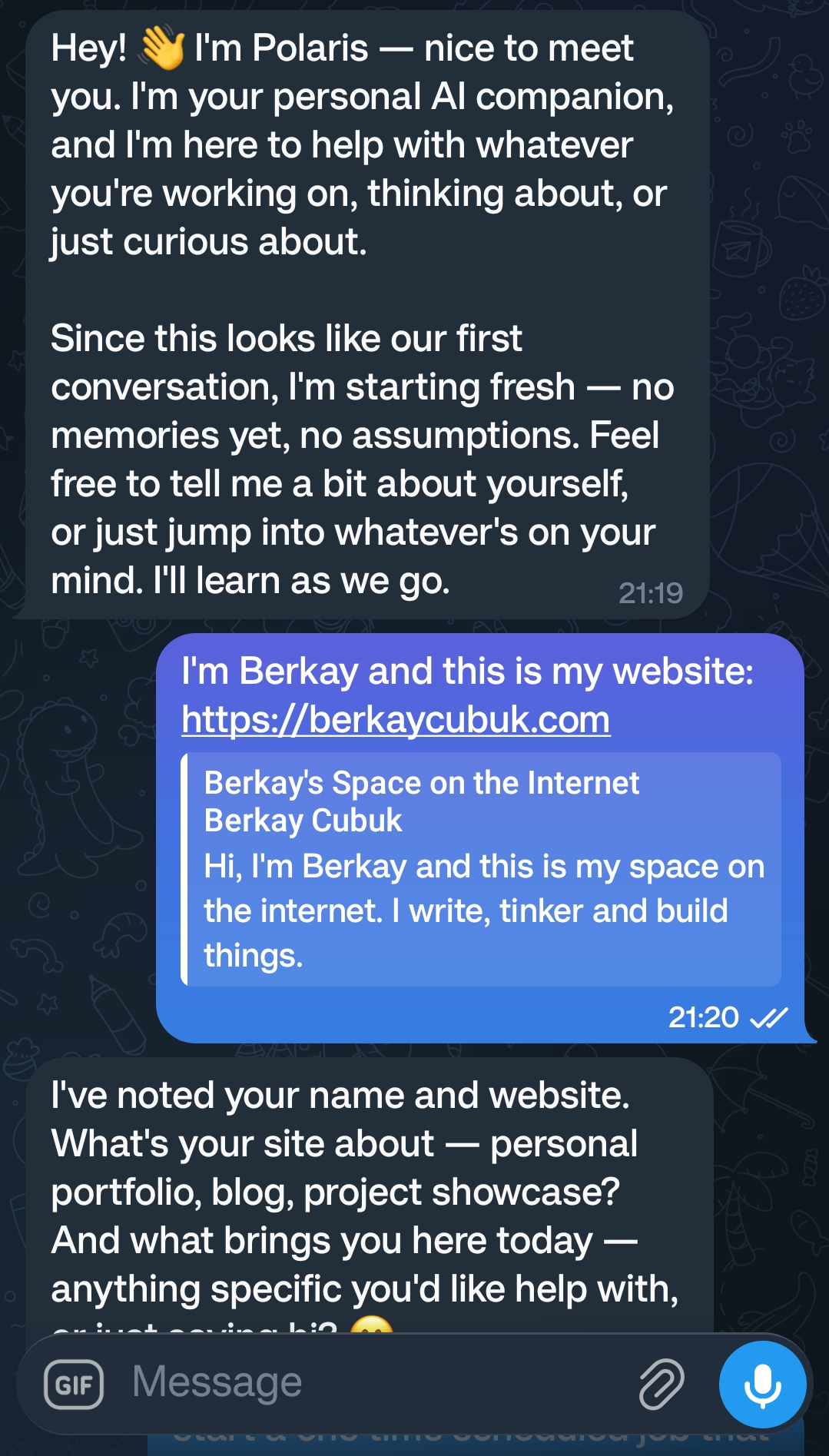 Polaris Agent Telegram chat